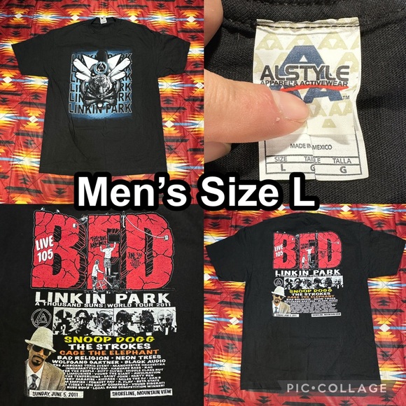BFD Live 105 2011 Linkin Park Snoop Dogg The Strokes Black T-Shirt Men’s Large